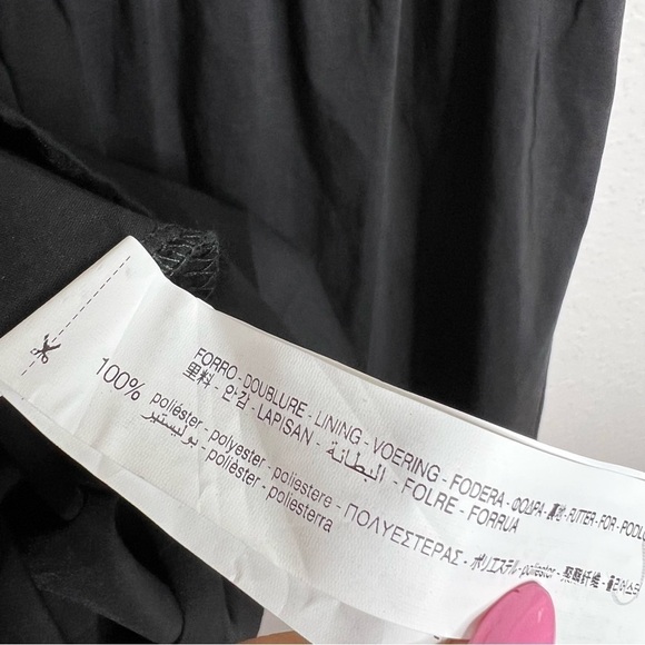 Zara Dress Women Small Black Satin Top Fit & Flared Mini Sleeveless Square B26 - Picture 5 of 11